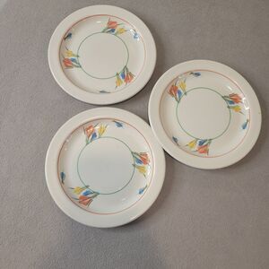 Midwinter 3 Dessert Plates Vintage 7 Inches Stonehenge Crocus Vintage Retro